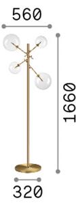 Stojacia lampa IDEAL LUX Equinoxe, chróm/číra, výška 166 cm, Chrómová / strieborná, Obývacia izba / jedáleň, kov