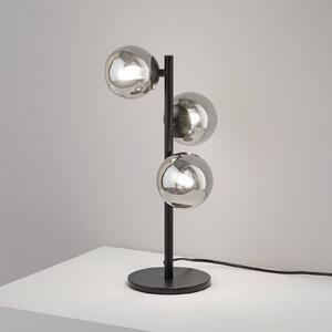 Stolová lampa IDEAL LUX Perlage, čierna/dymovo sivá, výška 43 cm, 3-pl. žiarovka, Čierna, Obývacia izba / jedáleň, kov