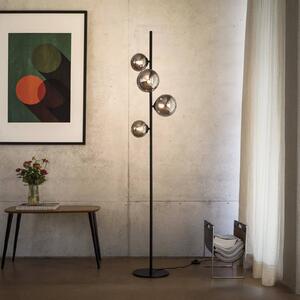 Stojacia lampa IDEAL LUX Perlage, čierna/dymovo sivá, výška 164 cm, 4-pl., Čierna, Obývacia izba / jedáleň, kov