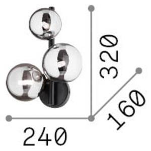 Nástenné svetlo IDEAL LUX Perlage, mosadz/jantár, 3-pl., Mosadz / zlato, Obývacia izba / jedáleň, kov