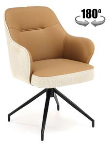 Halmar K527 jedálenská stolička otočná, látka velvet, béžová/hnedá