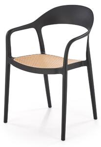 Halmar K530 stolička, PVC, čierna/ prírodná