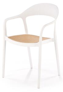 Halmar K530 stolička, PVC, biela/ prírodná