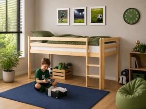 MAXMAX Detská vyvýšená posteľ z masívu 180x80 cm - prírodné drevo