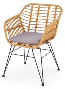 Halmar K541 stolička, ratan syntetický, prírodná/ sivá
