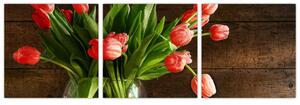 Obraz tulipánov vo váze (Obraz 90x30cm)