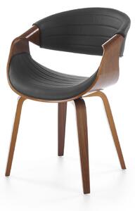 Halmar K544 jedálenská stolička, ekokoža/drevo, čierna/orechová