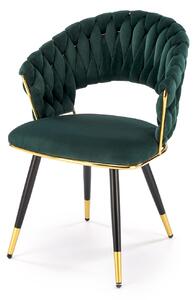 Halmar K551 jedálenská stolička, látka BLUVEL#78 tmavozelená/zlatá