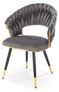 Halmar K551 jedálenská stolička, látka BLUVEL#14 sivá/zlatá