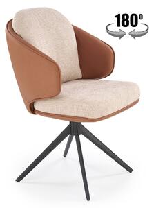 Halmar K554 jedálenská stolička otočná, látka velvet, hnedá/béžová