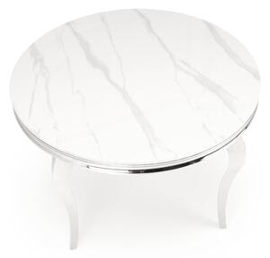 Halmar REGINALD jedálenský stôl okrúhly, 120/76/77cm, oceľ/mramor biely/nohy chróm