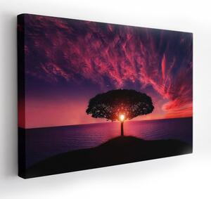 Kvalitný obraz na plátne s motívom stromu pri západe slnka