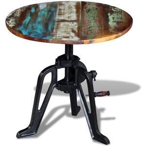 Príručný stolík, recyklovaný masív, liatina 60x(42-63) cm