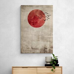 Obraz japandi červený mesiac