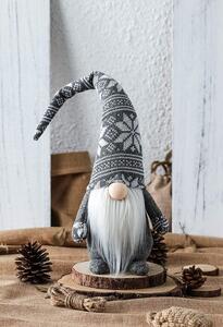 Vianočný škriatok 50 cm - šedý s vločkou na čiapku
