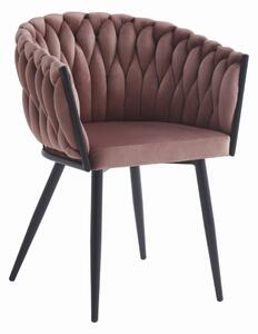 SUPPLIES ORION luxusná jedálenská stolička, velvet látka, v tmavo ružovej farbe