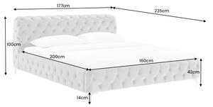 Dizajnová posteľ Rococo 160 x 200 cm sivý zamat