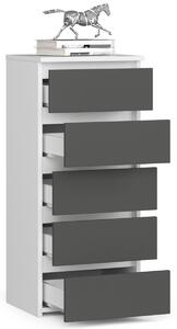 Ak furniture Komoda CL5 so zásuvkami 40 x 92 cm bielo-šedá