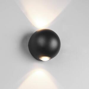 Vonkajšie nástenné svietidlo LED Avisio, čierne, 2 svetlá, polkruhové
