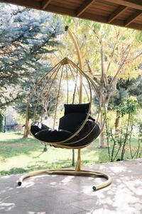 Záhradná hojdacia stolička Druket (zlatá + čierna). Vlastná spoľahlivá doprava až k Vám domov. 1082963