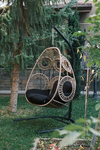Záhradná hojdacia stolička Olsenka (čierna + béžová). Vlastná spoľahlivá doprava až k Vám domov. 1082966