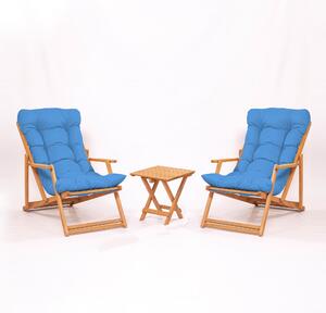 Súprava záhradného stola a stoličiek (3 kusy) Minnie (modrá + prírodná). Vlastná spoľahlivá doprava až k Vám domov. 1082975