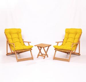 Súprava záhradného stola a stoličiek (3 kusy) Minnie (žltá + prírodná). Vlastná spoľahlivá doprava až k Vám domov. 1082980