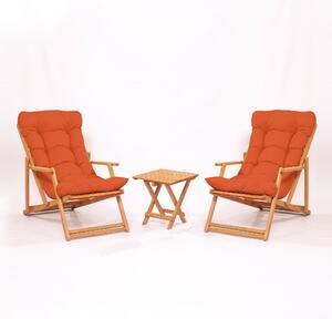 Súprava záhradného stola a stoličiek (3 kusy) Minnie (oranžová + prírodná). Vlastná spoľahlivá doprava až k Vám domov. 1082979