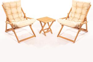 Súprava záhradného stola a stoličiek (3 kusy) Myone (hnedá + krémová). Vlastná spoľahlivá doprava až k Vám domov. 1082995