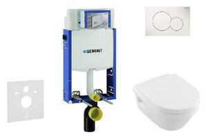 Geberit Kombifix - Modul na závesné WC s tlačidlom Sigma01, alpská biela + Villeroy Boch - WC a doska, DirectFlush, SoftClose, CeramicPlus 110.302.00.5 NB1