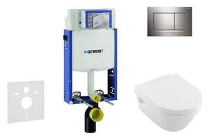 Geberit Kombifix - Modul na závesné WC s tlačidlom Sigma30, lesklý chróm/chróm mat + Villeroy Boch - WC a doska, DirectFlush, SoftClose, CeramicPlus 110.302.00.5 NB6