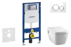 Geberit Duofix - Modul na závesné WC s tlačidlom Sigma20, biela/lesklý chróm + Tece One - sprchovacia toaleta a doska, Rimless, SoftClose 111.300.00.5 NT4