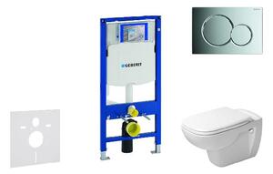 Geberit Duofix - Modul na závesné WC s tlačidlom Sigma01, lesklý chróm + Duravit D-Code - WC a doska, Rimless, SoftClose 111.300.00.5 NH2