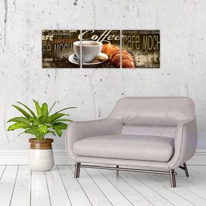 Káva s croissantom - obraz (Obraz 90x30cm)