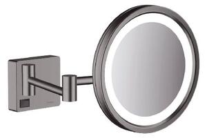 Hansgrohe AddStoris - Kozmetické nástenné zrkadlo s LED osvetlením, kefovaný čierny chróm 41790340