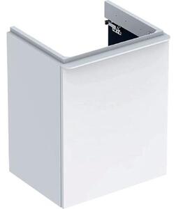 Geberit Smyle Square - Umývadlová skrinka, 492x406x617 mm, 1 dvierka, pánty vľavo, lesklá biela/matná biela 500.364.00.1
