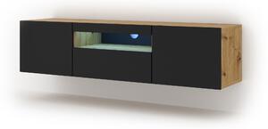 TV stolík/skrinka Aurinko 150 (dub artisan + matná čierna) (s osvetlením). Vlastná spoľahlivá doprava až k Vám domov. 1083423