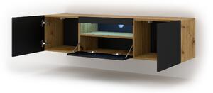 TV stolík/skrinka Aurinko 150 (dub artisan + matná čierna) (s osvetlením). Vlastná spoľahlivá doprava až k Vám domov. 1083423