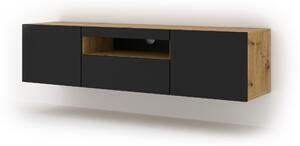 TV stolík/skrinka Aurinko 150 (dub artisan + matná čierna). Vlastná spoľahlivá doprava až k Vám domov. 1083422