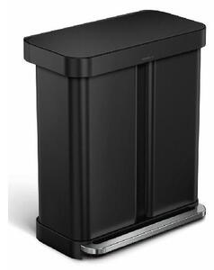 Simplehuman Koše - Odpadkový kôš na triedený odpad, s priehradkou na vrecia, 58 l, matná čierna CW2093