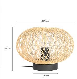 Lindby Solvira stolová lampa, oplet bambus okrúhla