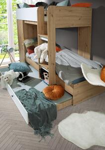 Detská kombinovaná posteľ 90 cm Sami 2 (dub artisan + matná biela + čierne madlá). Vlastná spoľahlivá doprava až k Vám domov. 1085815