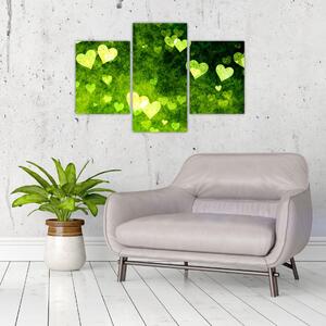 Zelená srdiečka - obraz do bytu (Obraz 90x60cm)