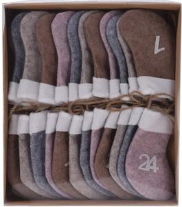 Adventný kalendár girlanda Vianočné ponožky, 220 cm, ružová