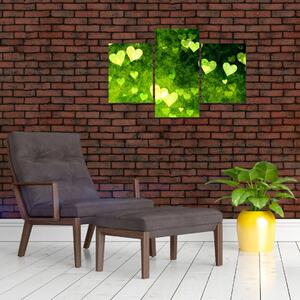 Zelená srdiečka - obraz do bytu (Obraz 90x60cm)