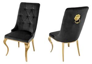 Dizajnová stolička Rococo Levia hlava čierna / zlatá