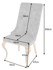 Dizajnová stolička Rococo Levia hlava sivá / zlatá