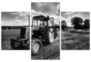 Čiernobiely obraz traktora (Obraz 90x60cm)