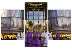 Farebné sochy králikov - obraz (Obraz 90x60cm)