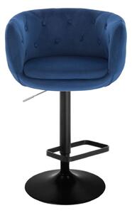 LuxuryForm Barová stolička MONTANA VELUR na čiernom tanieri - modrá
